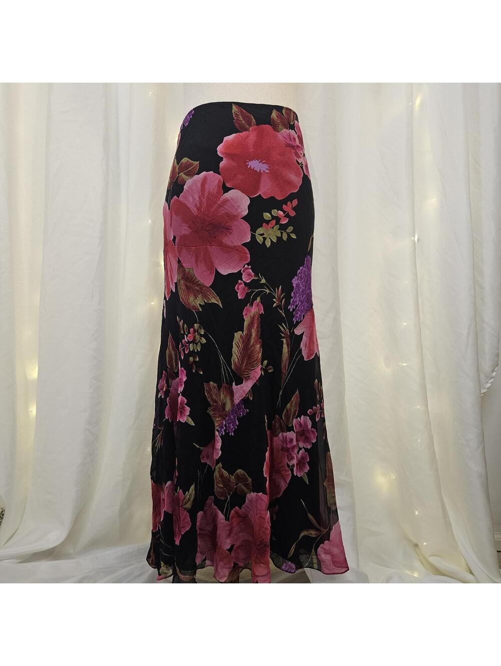 Vintage be gold studio 100% silk maxi skirt size 1x